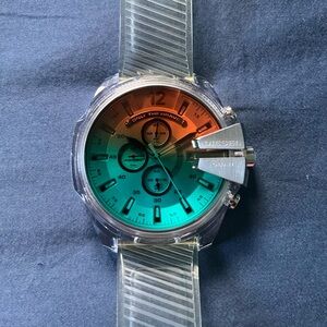 DIESEL MEN’s WATCH- LIKE NEW, Blue/Green & Orange for Miami Dolphins Fan